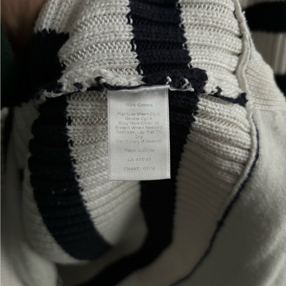 Talbots Medium ribbed Blue & White Striped Boatneck Cotton Sweater - Picture 5 of 5